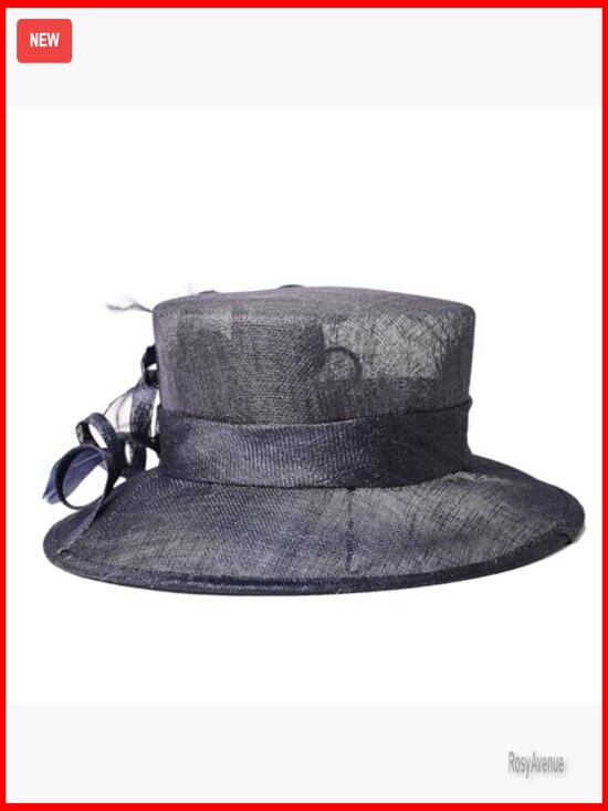 Adjustable Sinamay Fedora Hat with Bow, 58-60cm Head Circumference